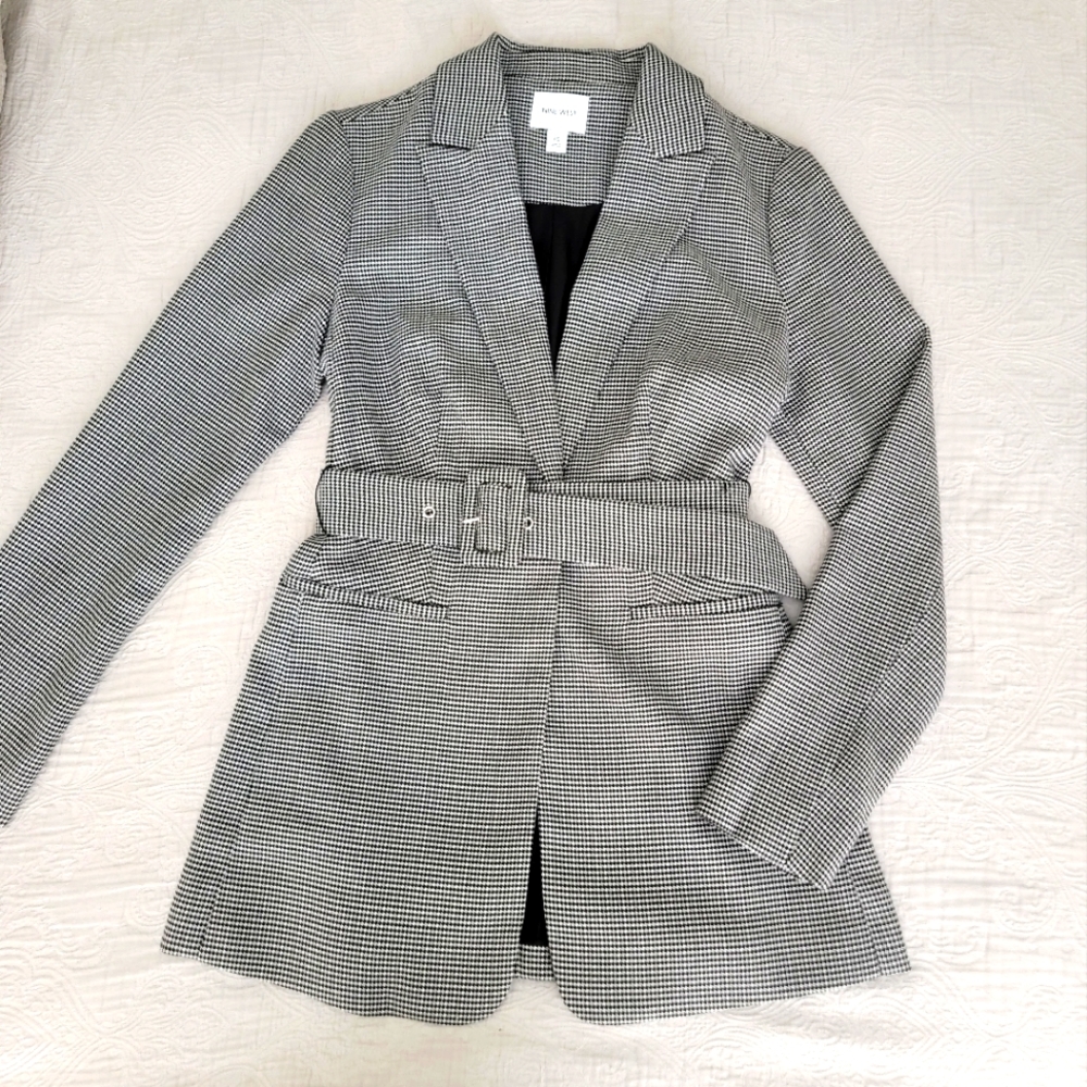 NINE WEST Houndstooth Double Breasted Blazer